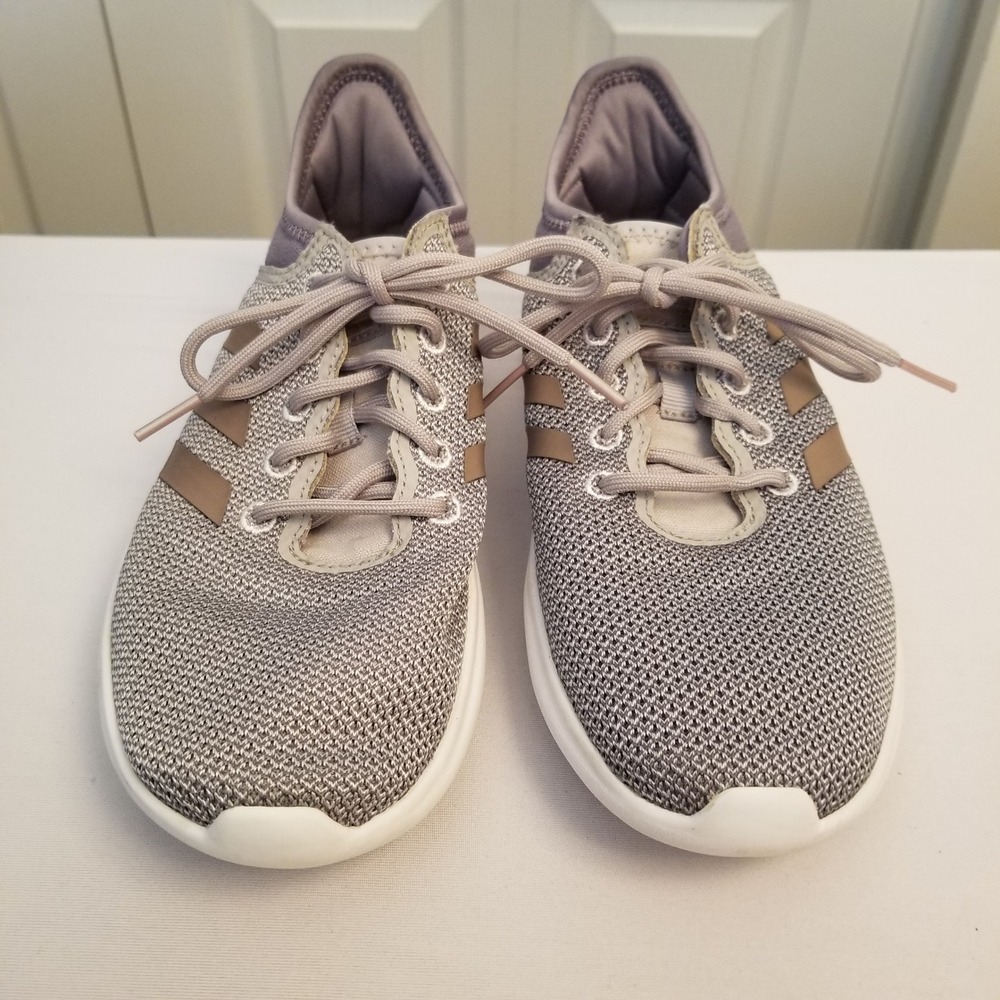 Adidas Cloudfoam Pure Grey Rose Gold Mesh Running Shoes Sneakers Womens Size 6